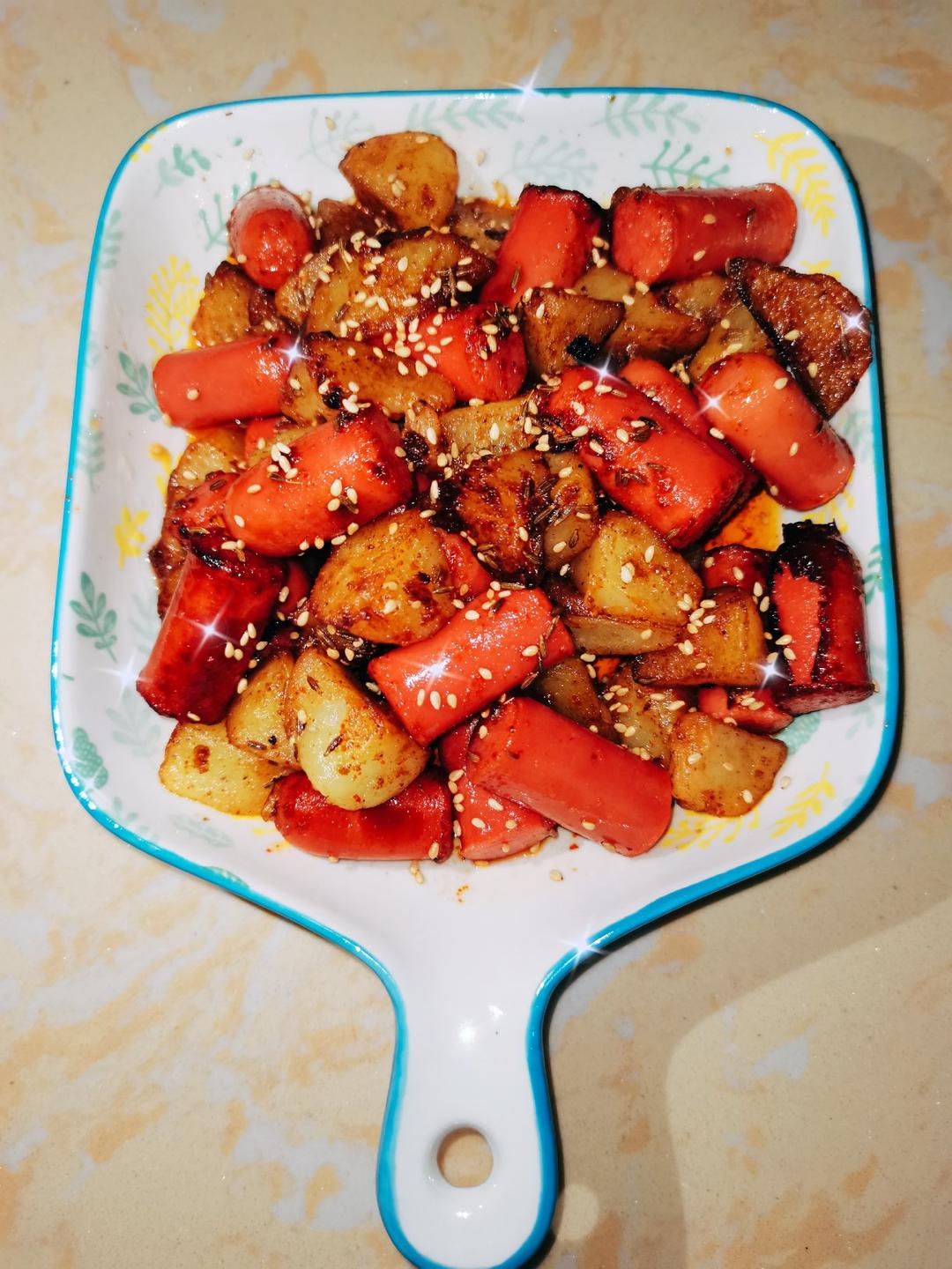 香辣孜然火腿土豆丁