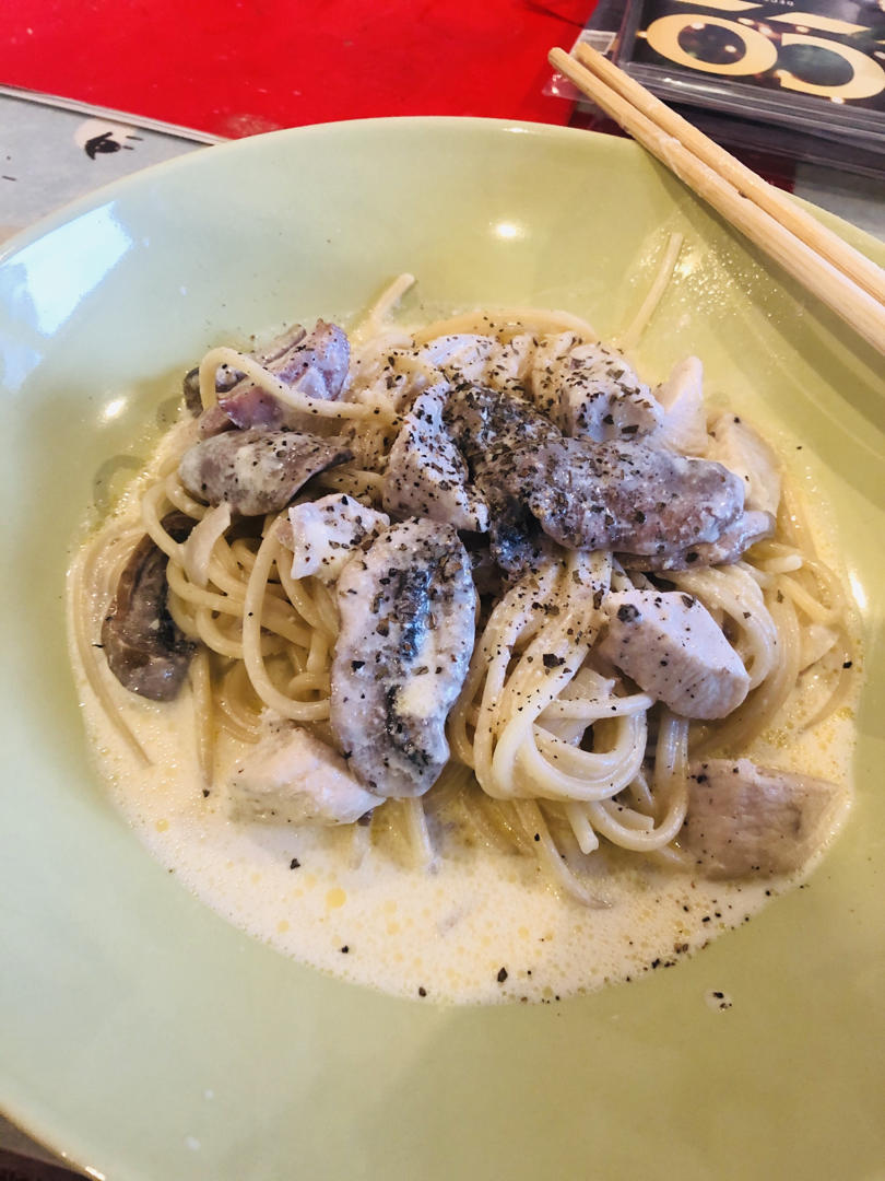 简单快手的奶油蘑菇培根意面