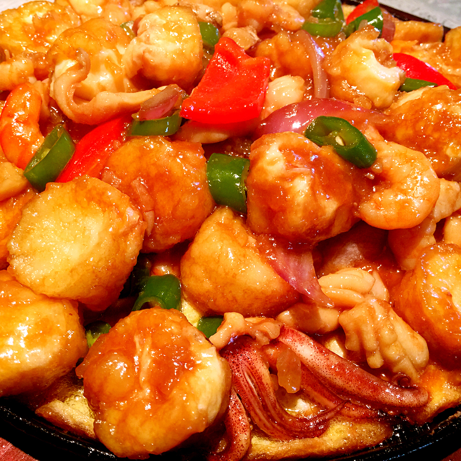 铁板海鲜日本豆腐 Seafood with Japanese Dofu