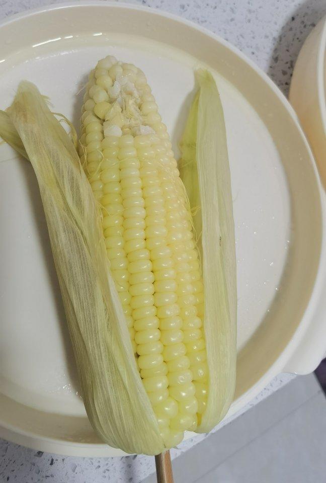 小李子要学会做美食做的微波炉煮玉米