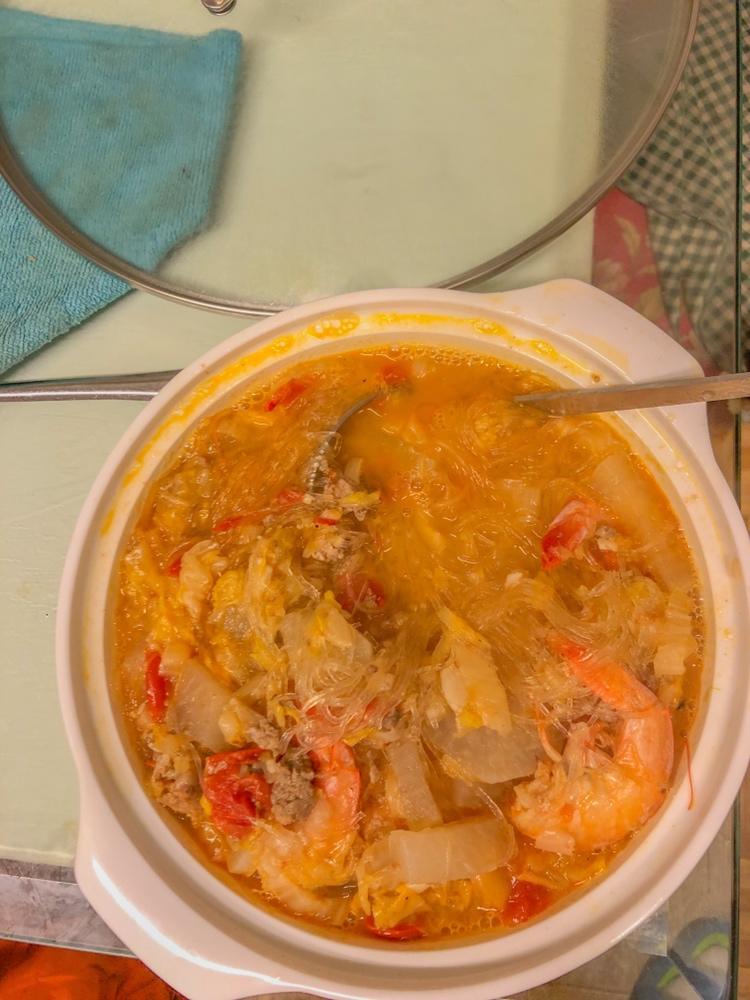 番茄萝卜白菜大虾粉丝汤