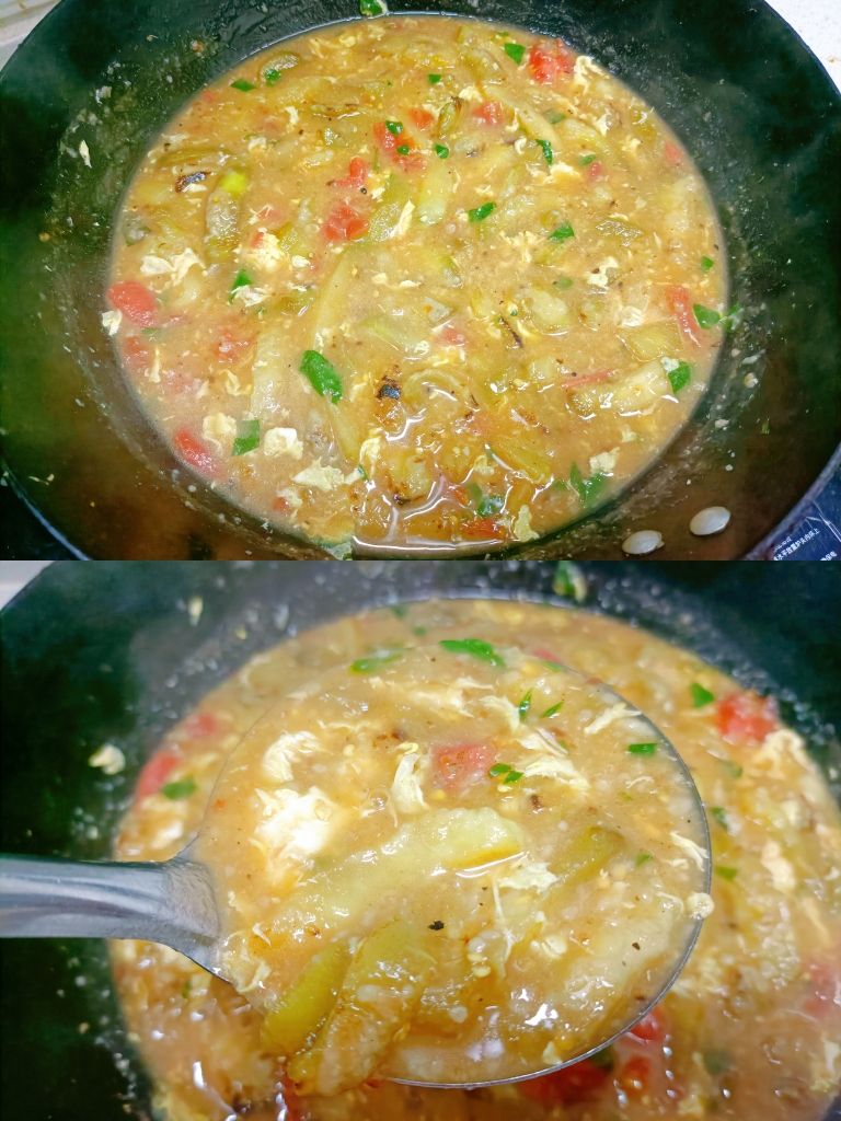 低脂饱腹的西红柿茄子汤的做法