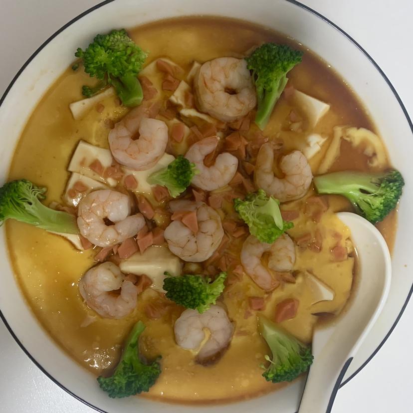 虾仁豆腐蒸水蛋