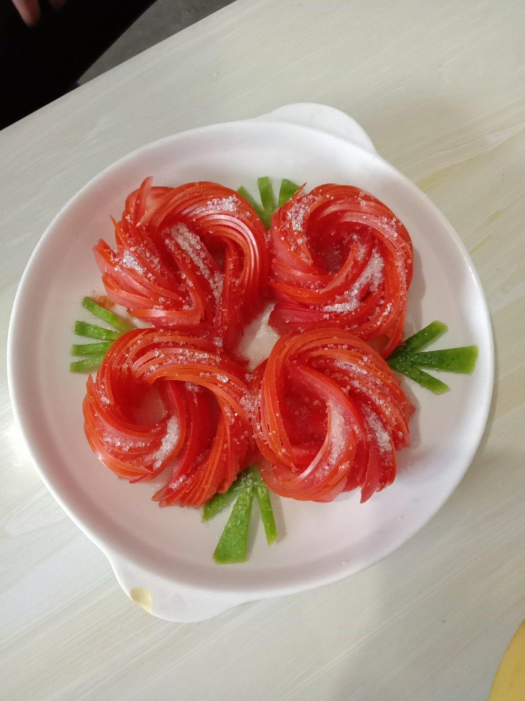 🌹花开富贵！糖拌西红柿~开胃解腻🌺花样美食