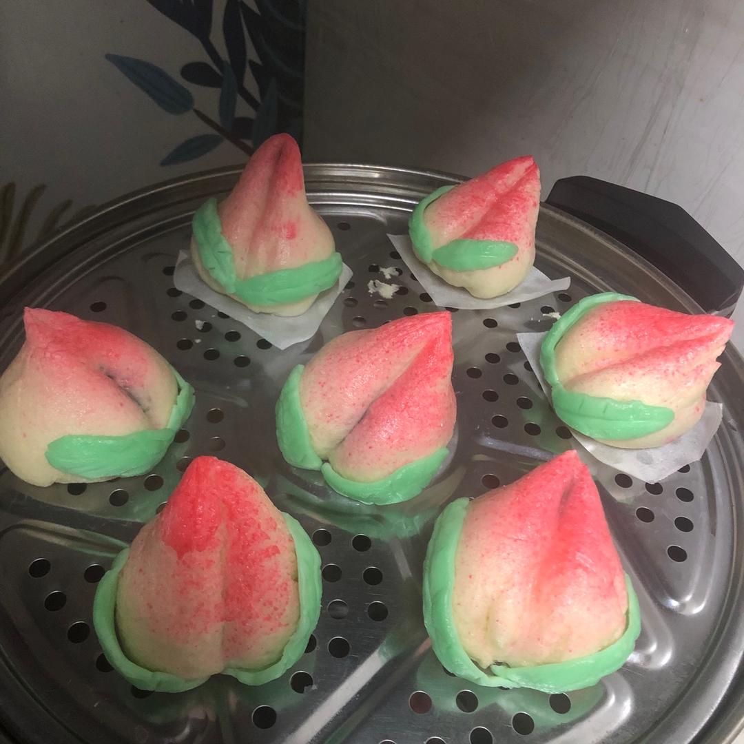 豆沙寿桃包