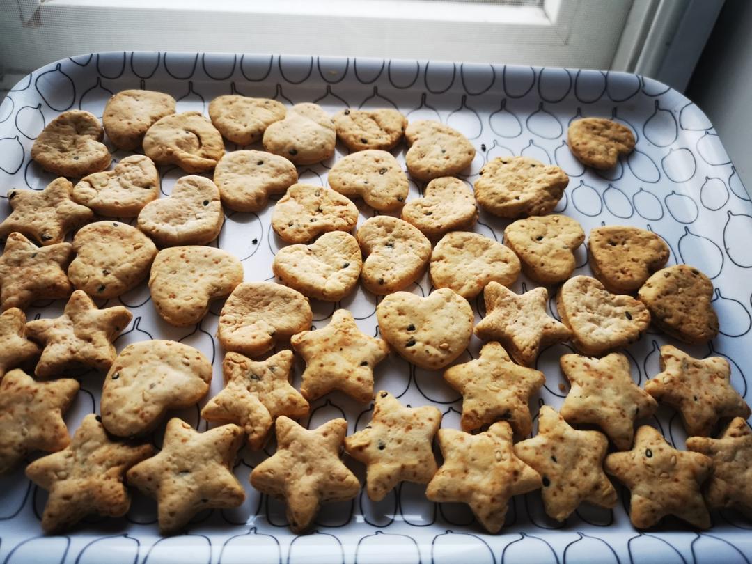 无黄油无鸡蛋无负担超香脆芝麻饼干【空气炸锅也可】