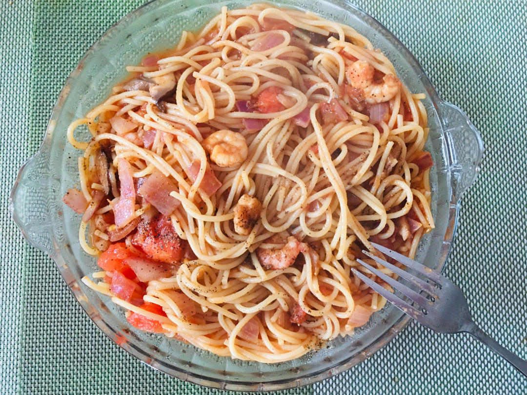 低卡好吃不胖的番茄虾仁意面‼️茄汁浓郁巨美味