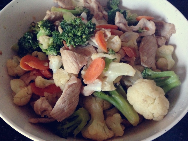 肉片炒百合双花