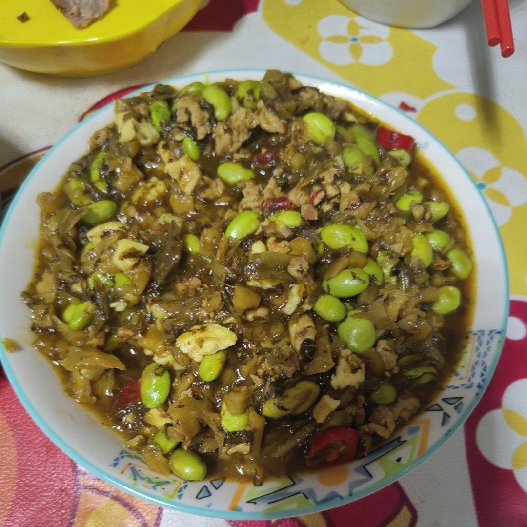 外婆菜炒毛豆(下饭菜)