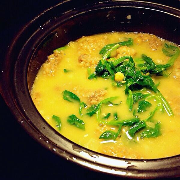 豌豆尖酥肉豆汤