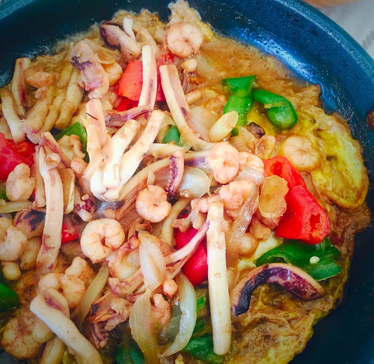 铁板海鲜日本豆腐 Seafood with Japanese Dofu