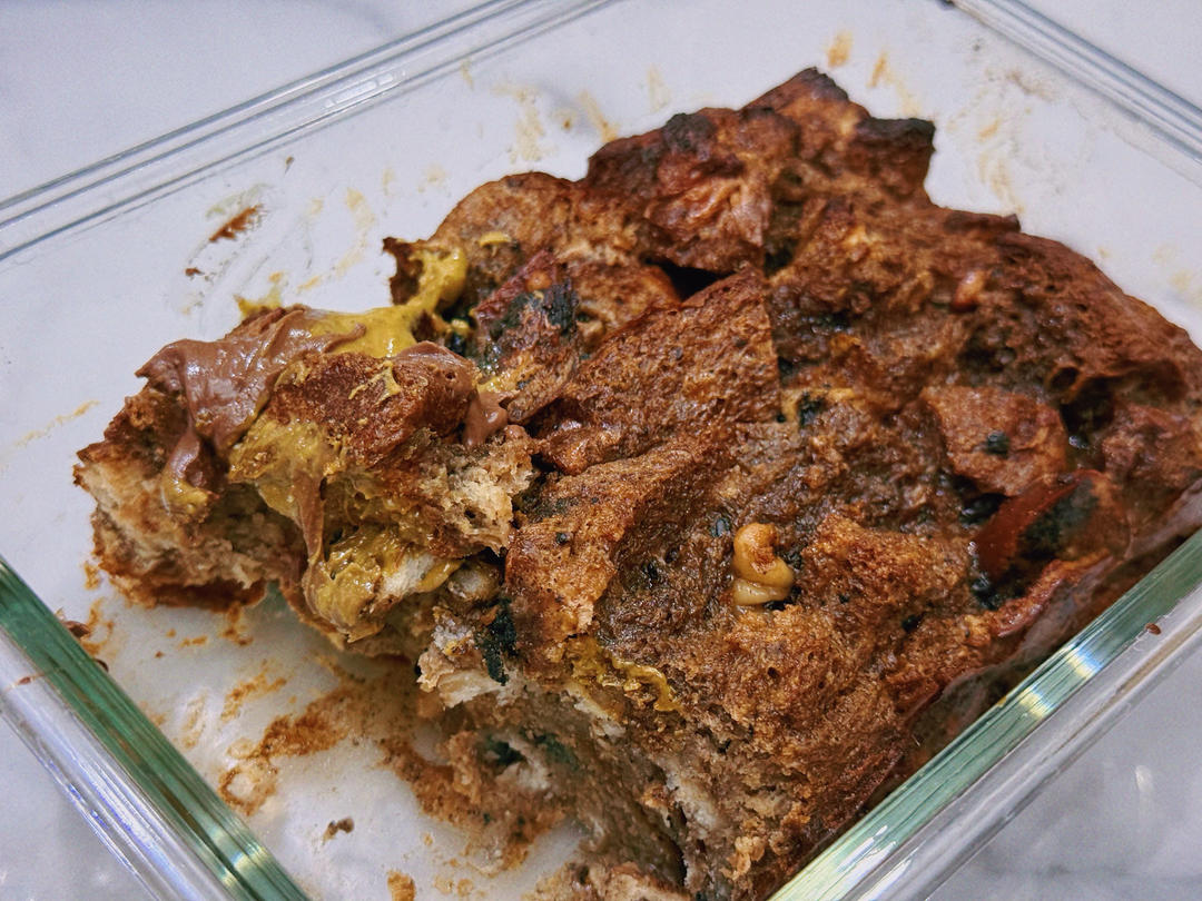 无糖巧克力香蕉焗面包布丁【健康一锅端】