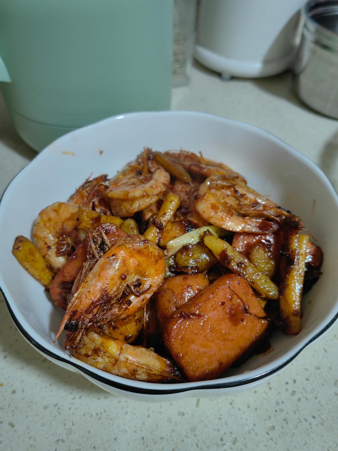 保证第一次做就成功的干锅虾&土豆&芹菜（亲测有效）