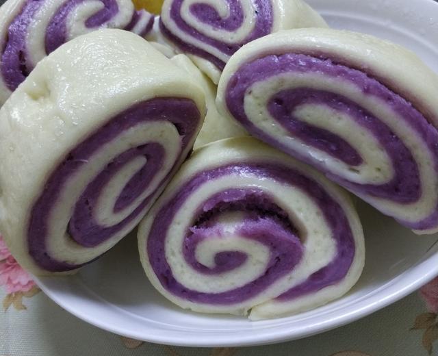 手工紫薯花卷馒头