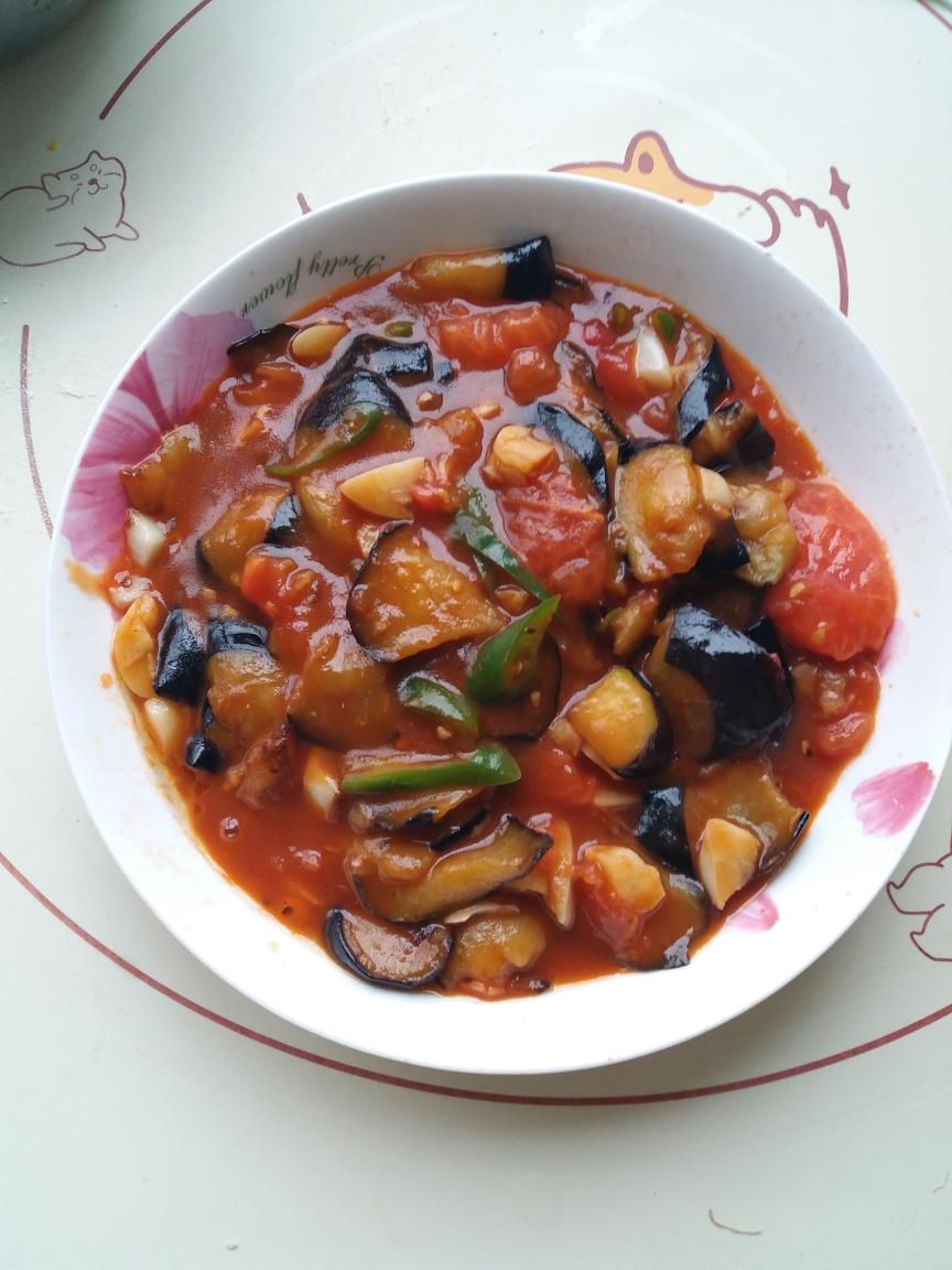 5分钟快手下饭菜#番茄炒茄子🍅番茄家族
