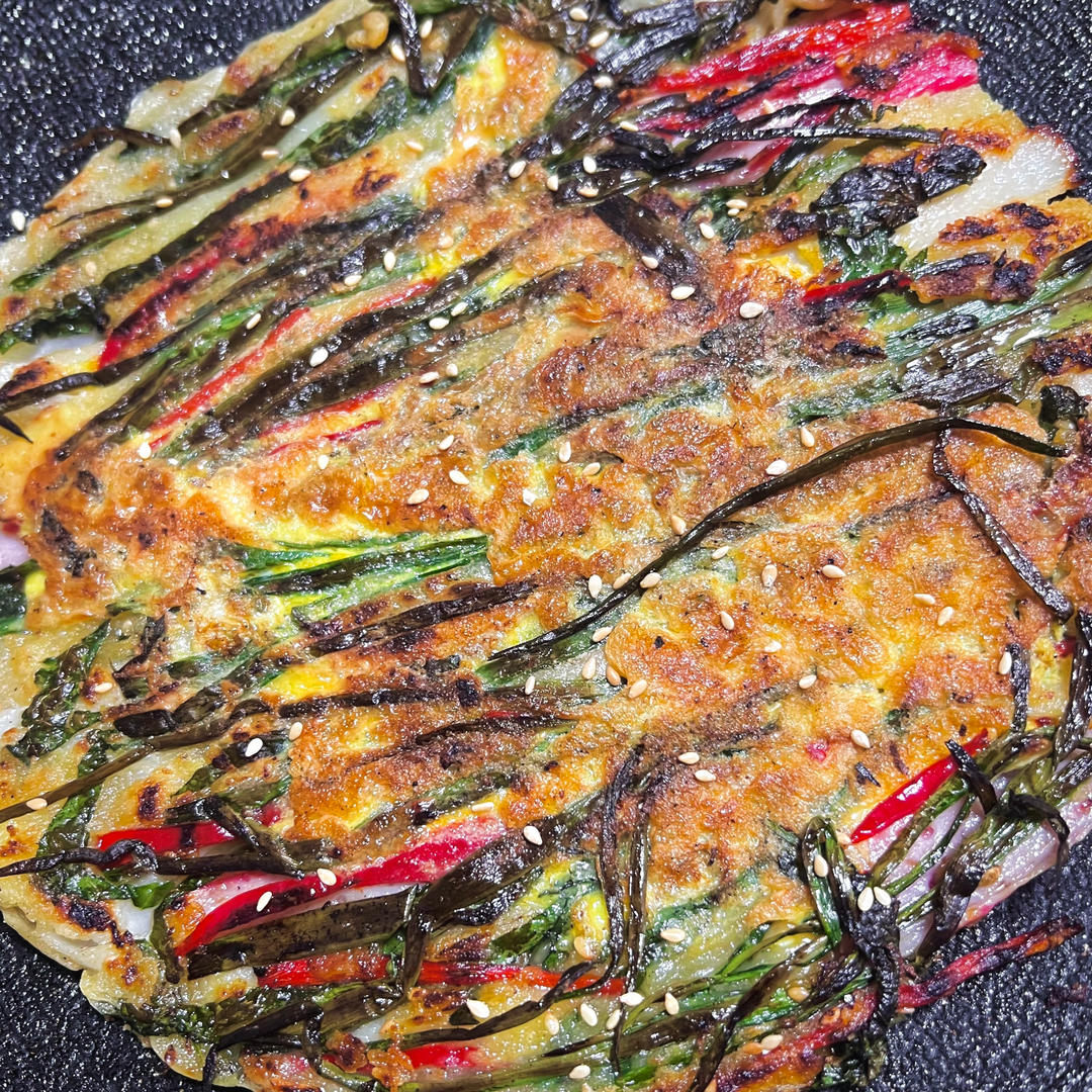 正宗韩式香葱煎饼🌯香脆可口，葱香四溢