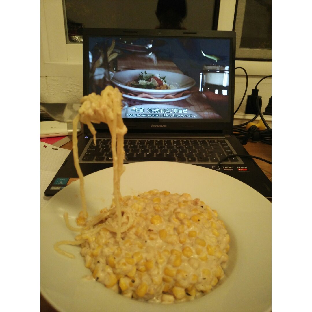 白蘑菇奶油培根意面