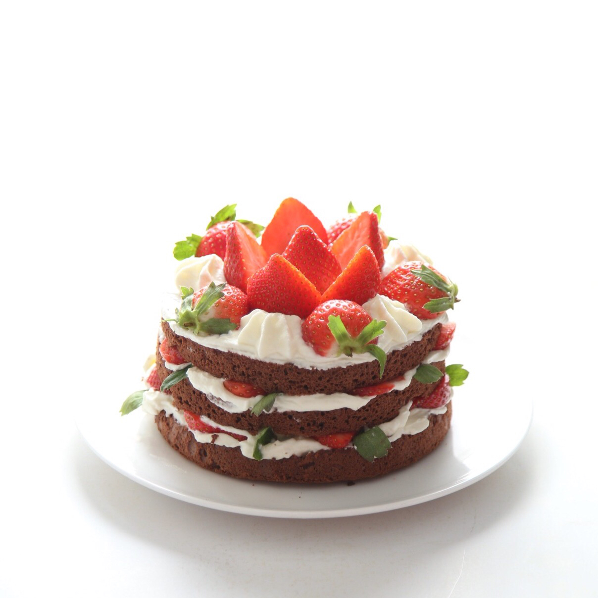 四魂之玉1121做的草莓裸蛋糕