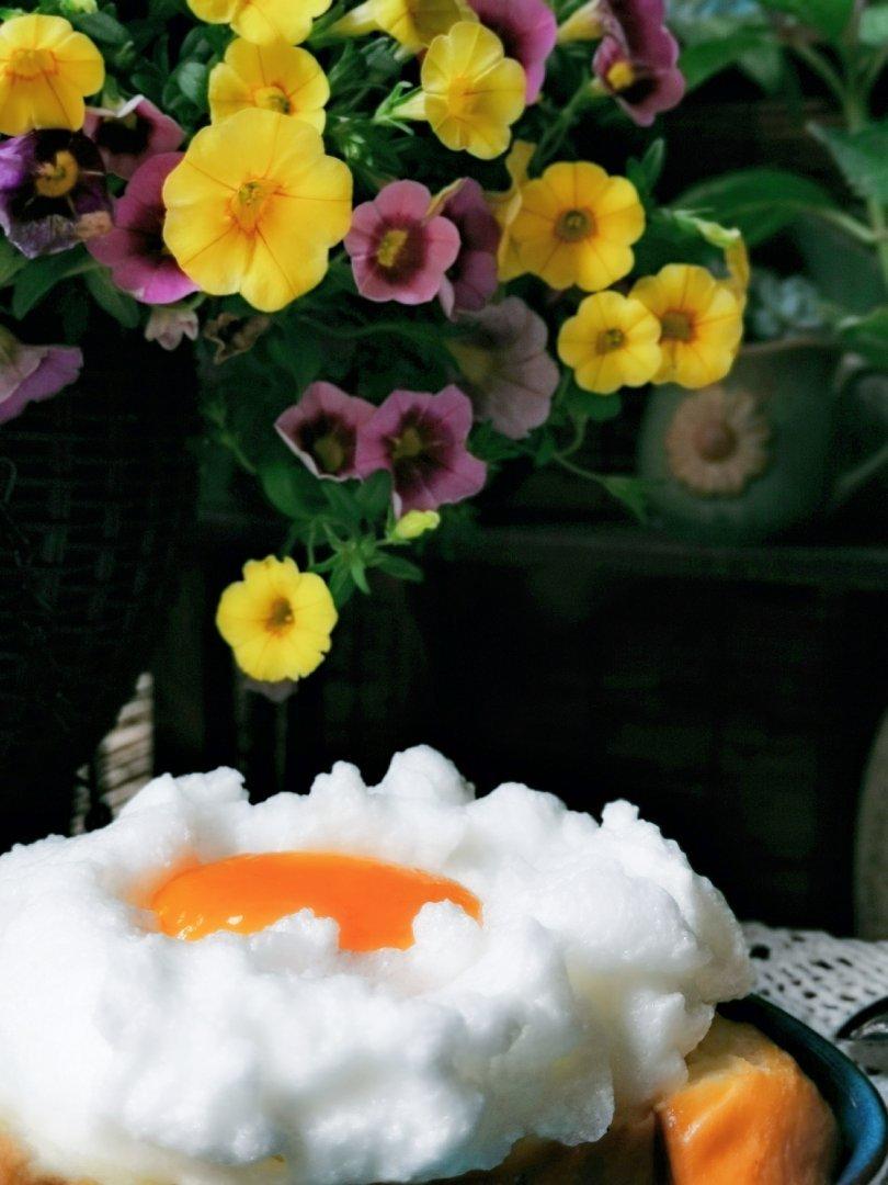 全熟不粘锅版云朵蛋吐司