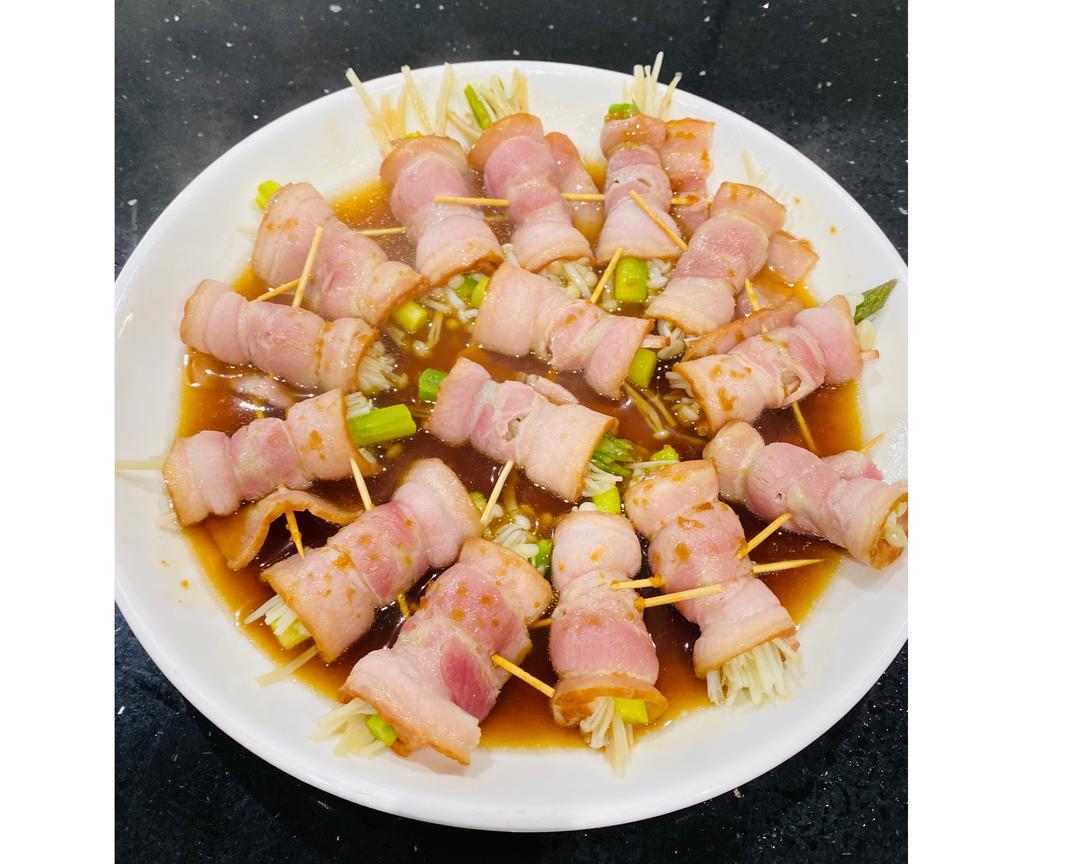 清蒸培根金针菇芦笋卷的做法