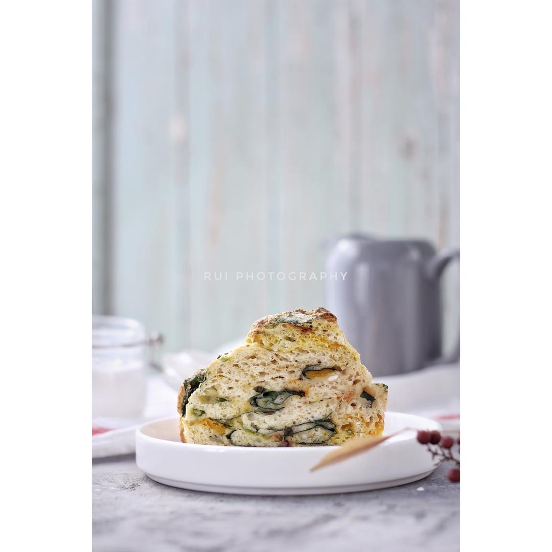 菠菜南瓜奶酪丹波面包丨健康·烘焙