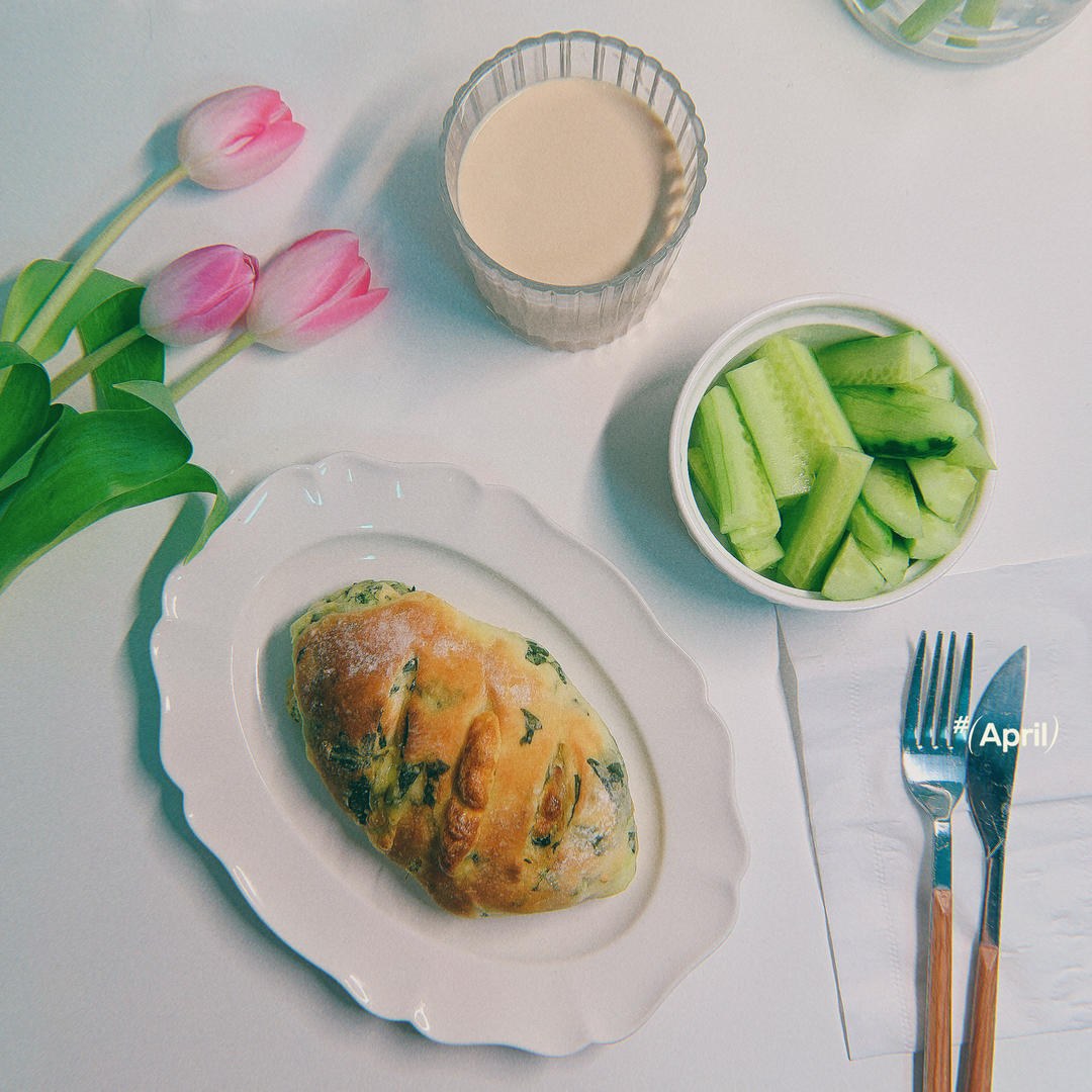 菠菜芝士咸面包