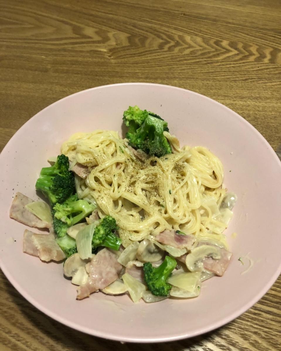 奶油蘑菇培根意大利面