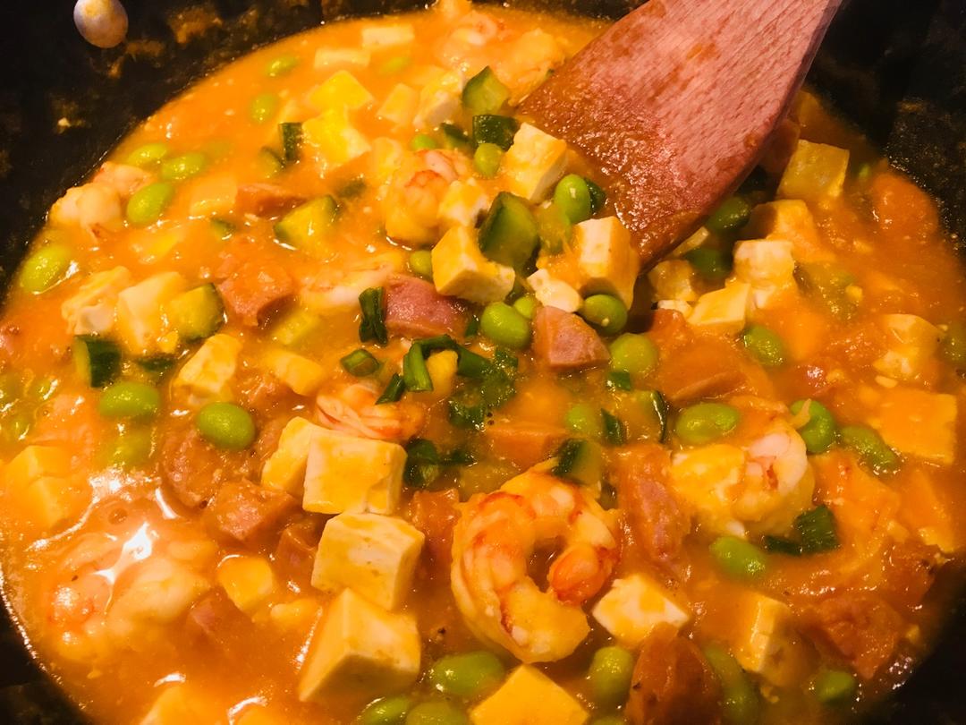 海鲜豆腐南瓜炖