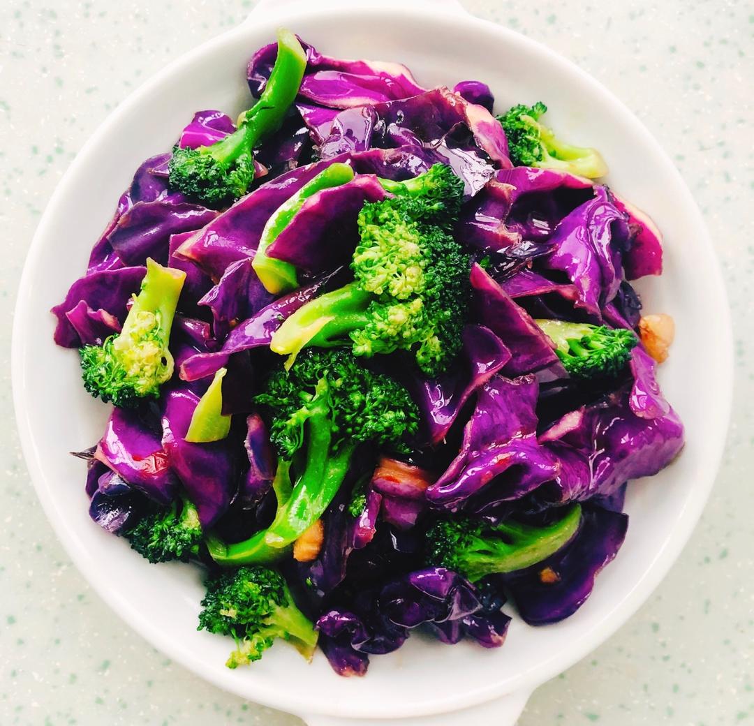 清炒双兰（西兰花&紫甘蓝）