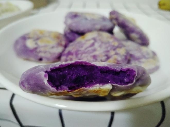 超快手不揉面不放油的低脂奶香紫薯饼的做法