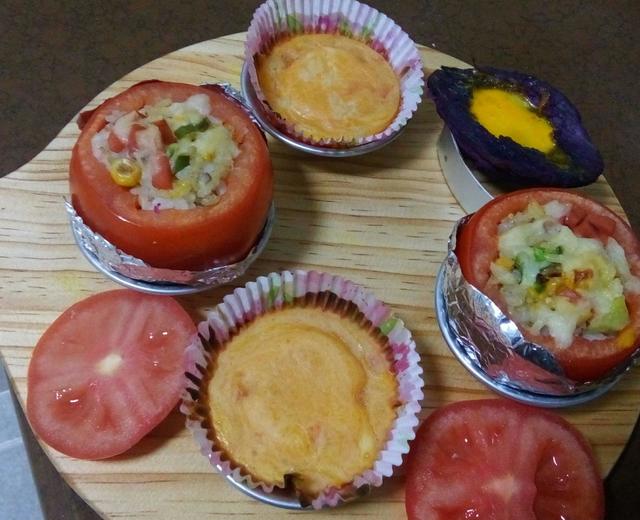 番茄饭盅加紫薯焗鸡蛋的做法