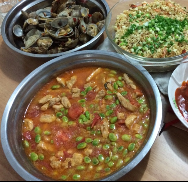 肉末番茄烧毛豆
