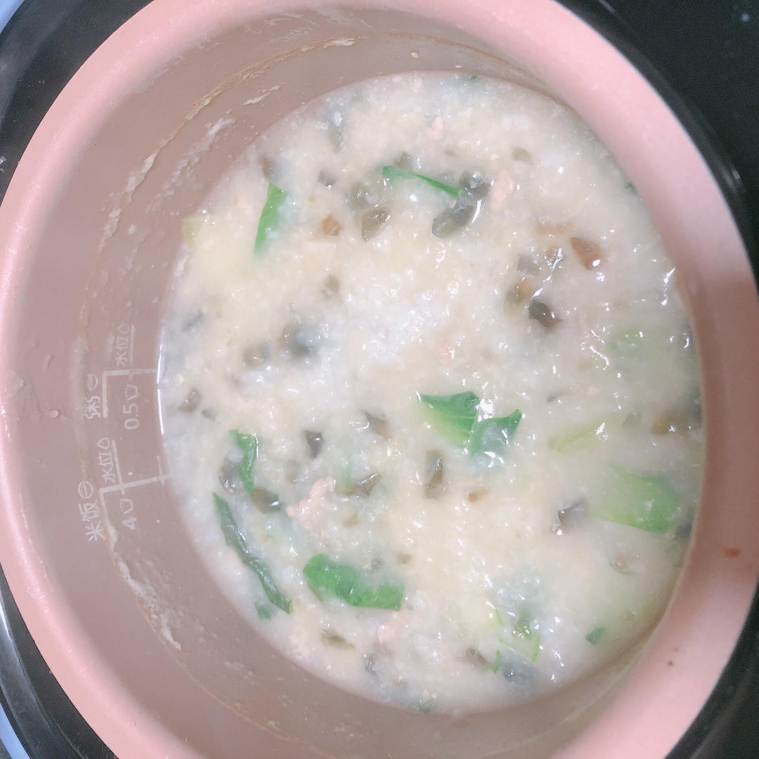 妈妈👩教我做的皮蛋瘦肉粥🥣简单快捷美味😋