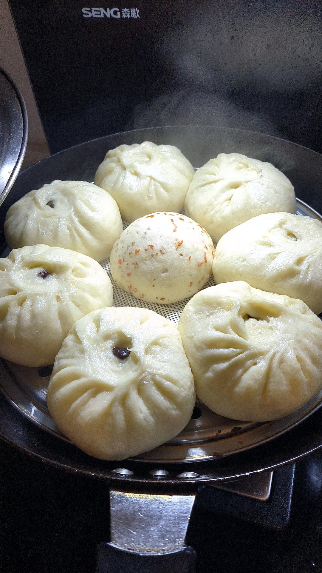 超好吃有豆豆的豆沙包，一次发酵（红豆包）