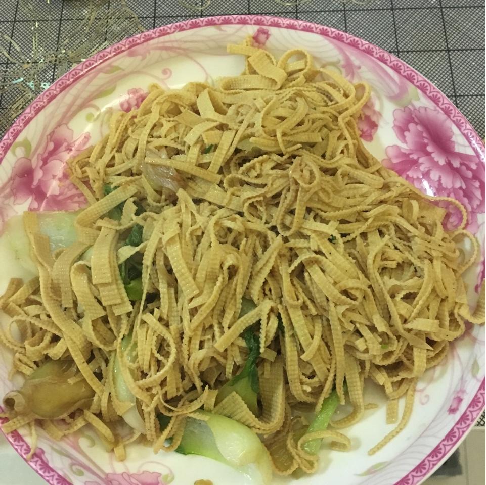 油菜炒豆腐皮
