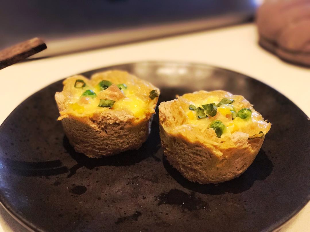 【健身厨男】杂蔬鸡蛋吐司杯
