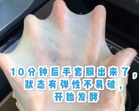 柏翠面包机10分钟手套膜（全程不用粘手）的做法 步骤16