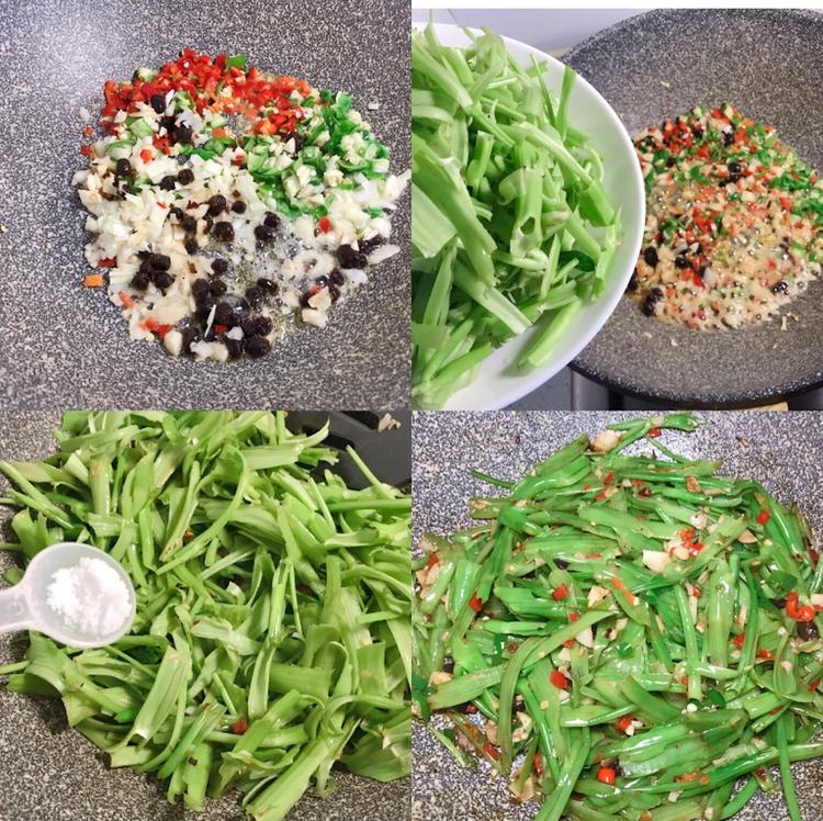 空心菜梗炒辣椒 通菜杆炒肉里面含三种做法