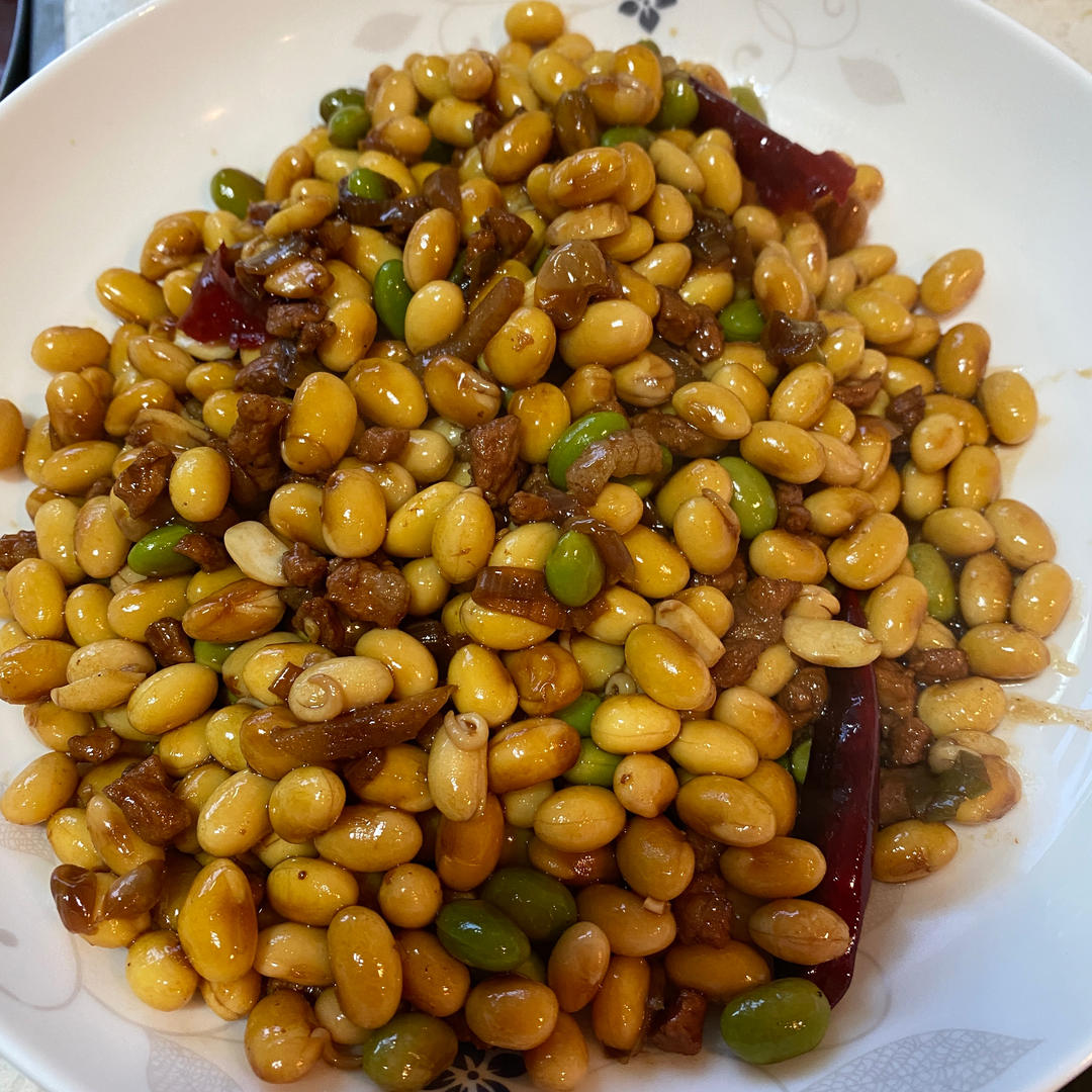 尖椒肉末炒黄豆