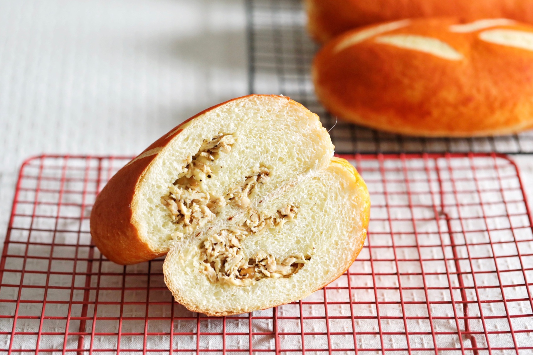 黄金芝士熏鸡面包【汤种法】的做法