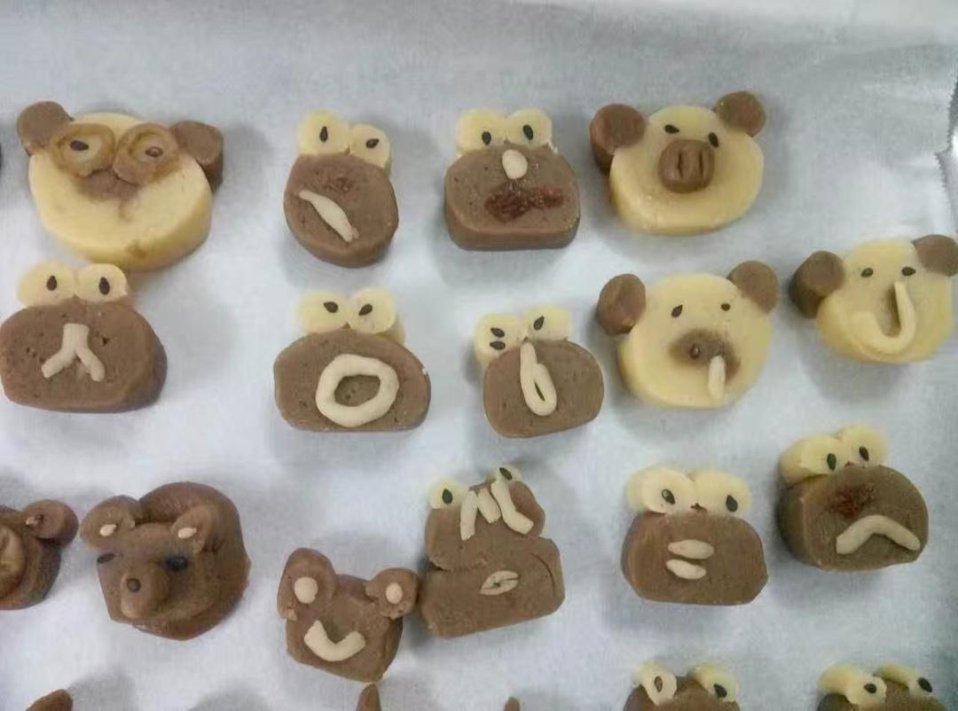 江曦曦与黄焯焯做的超可爱不用模具版动物曲奇饼干造型合集(小猪,小猫