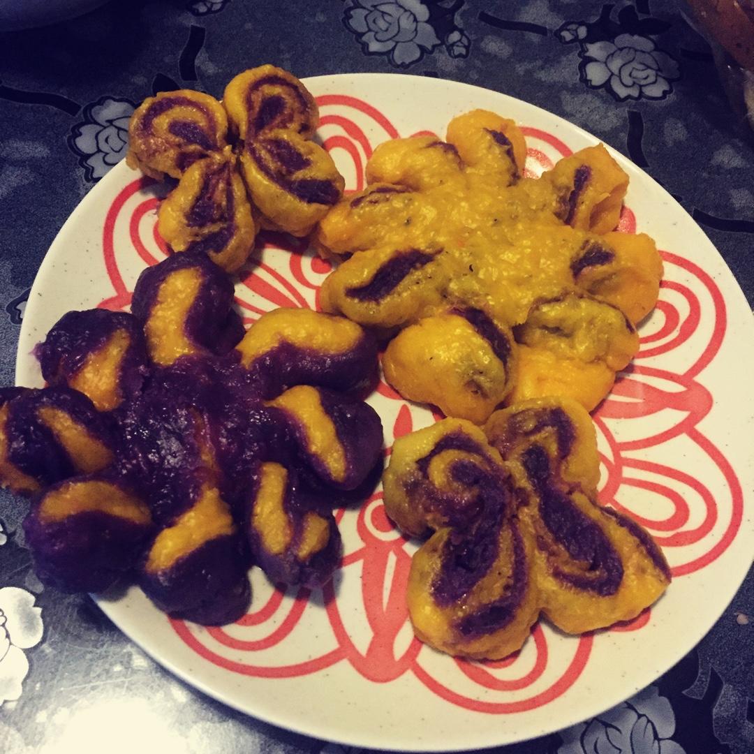 南瓜紫薯花样馒头