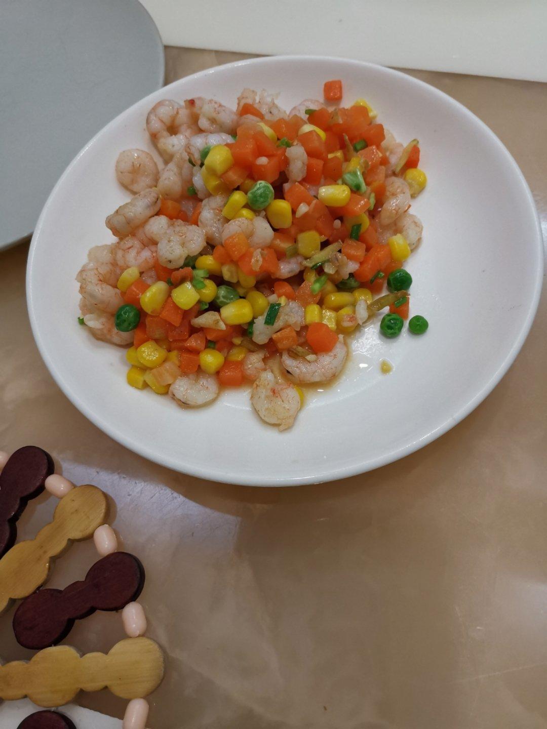 青豆玉米炒虾仁