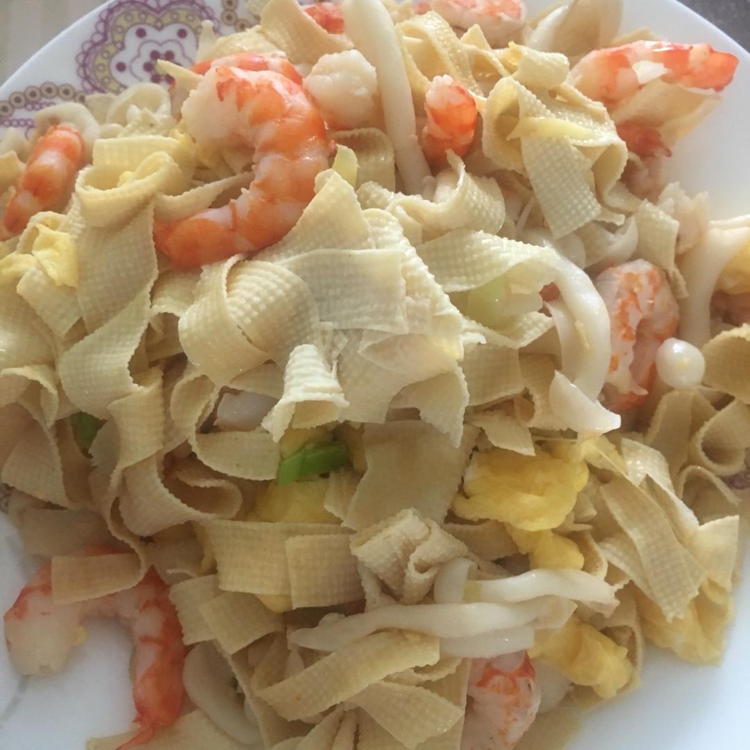 青椒鸡蛋炒豆腐皮