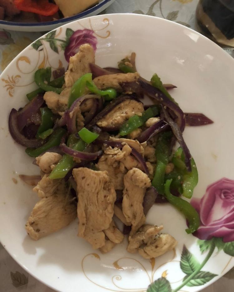 孜然鸡肉炒洋葱(低油低盐版)