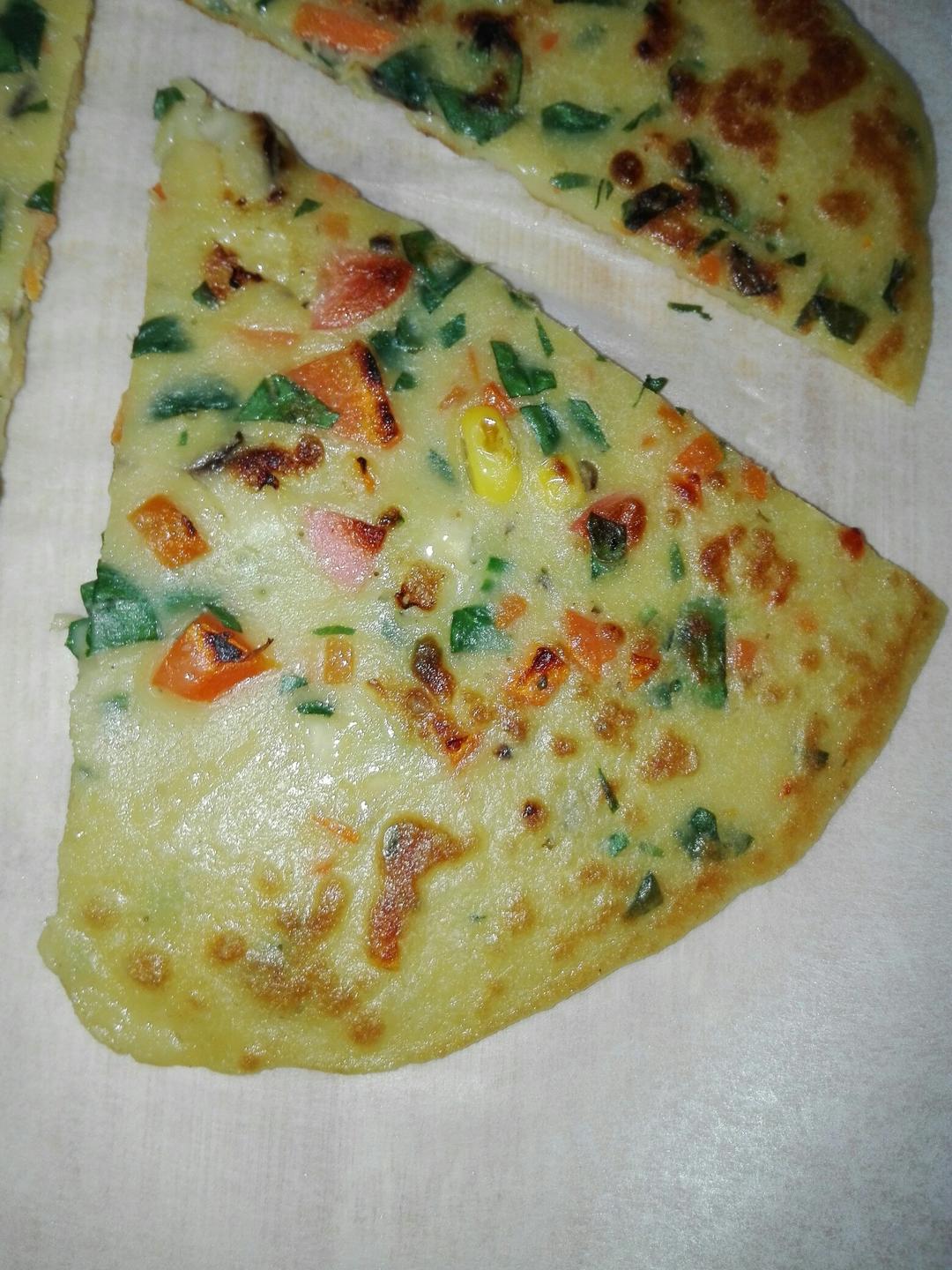 #爱自己，好好吃早餐# 十分钟搞定【芝士蔬菜鸡蛋饼】