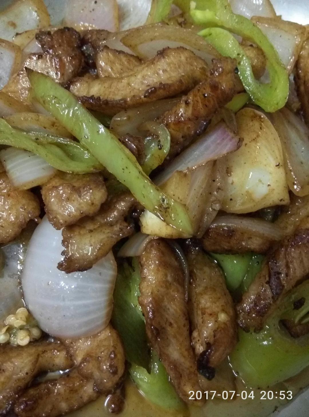 洋葱青椒炒肉丝