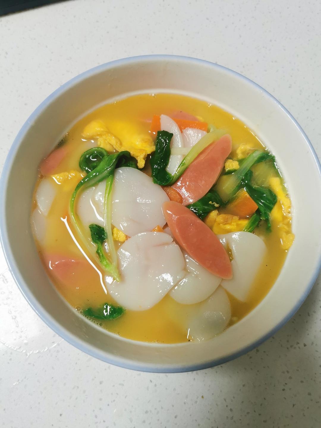 鸡蛋青菜汤年糕