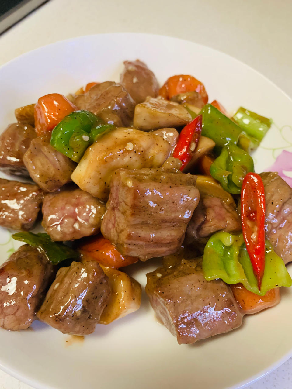 黑椒杏鲍菇牛肉粒