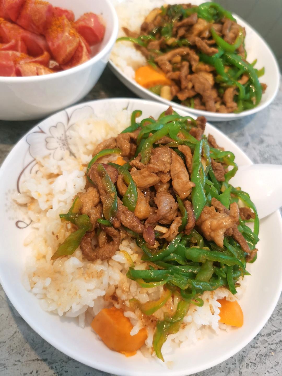 ‼️好吃到舔盘的青椒肉丝盖浇饭